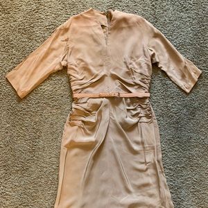 Volup Vintage 1940s 40s Tan Rouched dress